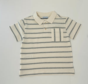 Mayoral - Black and Cream Stripe Polo