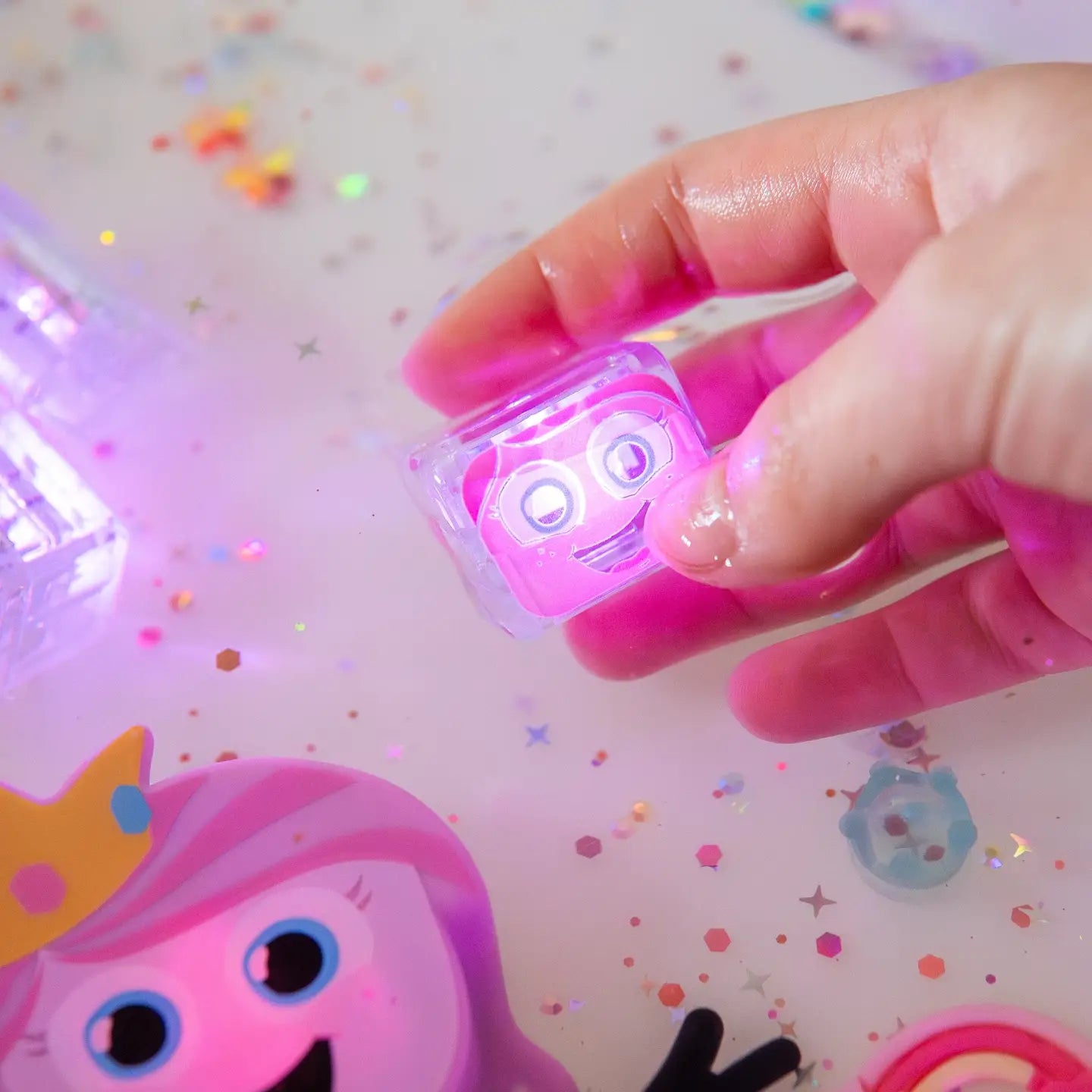 Glo Pals Princess Ida Light Up Cubes showing colorful, illuminated plastic cubes with princess-themed design and vibrant glow effects.