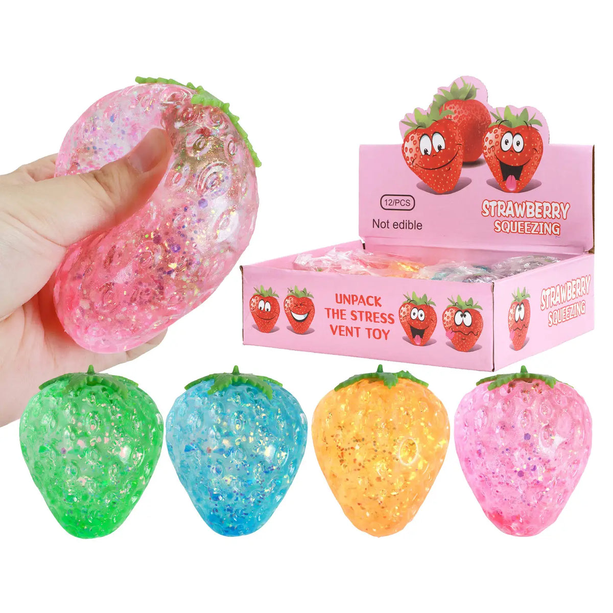 Strawberry Glittery Maltose Putty Filled Squishy