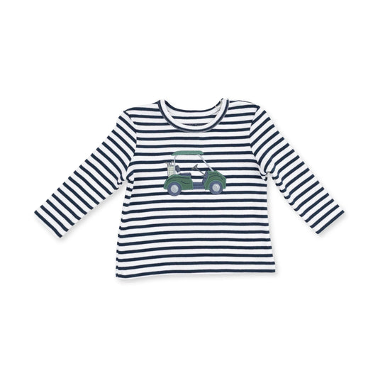 Angel Dear golf applique long sleeve shirt featuring a playful golf-themed design on soft fabric.
