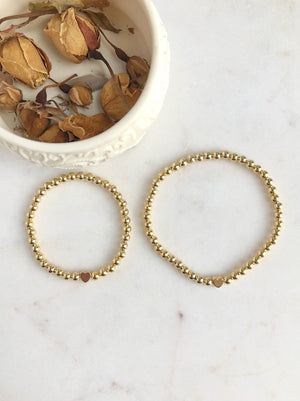 Tiny Heart Gold Mother Daughter Matching Bracelets