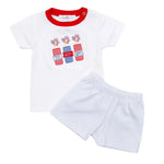 Magnolia Baby - Pop!Boom!Bam! Applique Red Toddler Short Set