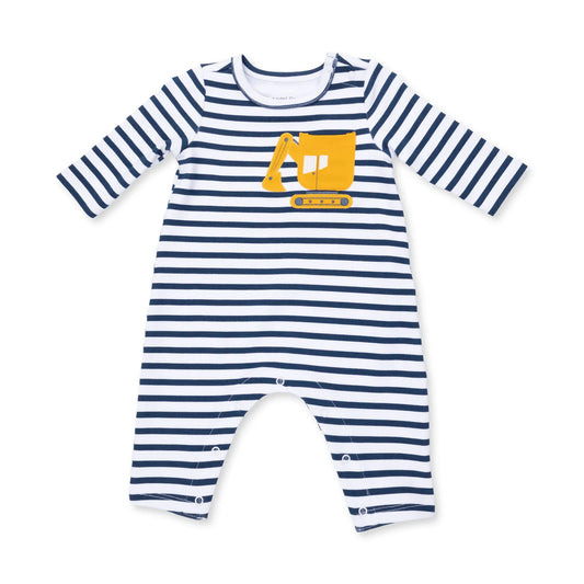 Angel Dear Digger Collection long sleeve snap shoulder romper for babies, featuring a soft fabric and playful design.