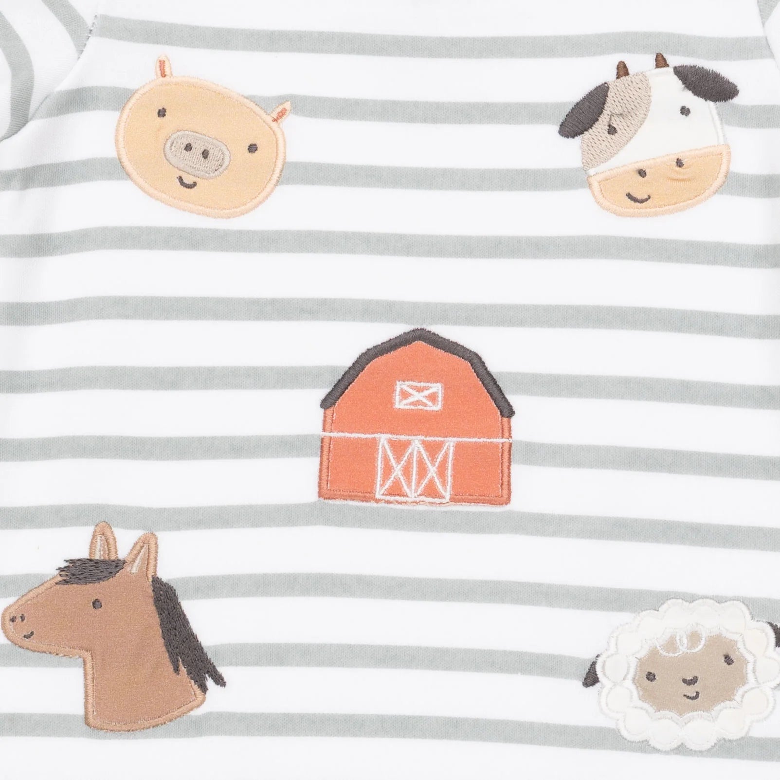 Angel Dear Cows Blue long sleeve snap shoulder romper for babies, featuring adorable cow print and comfortable cotton fabric.