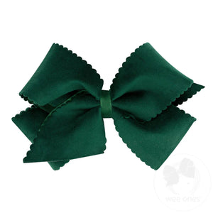 wee ones - Grosgrain Hair Bow with Scalloped Edge Faux Velvet Overlay