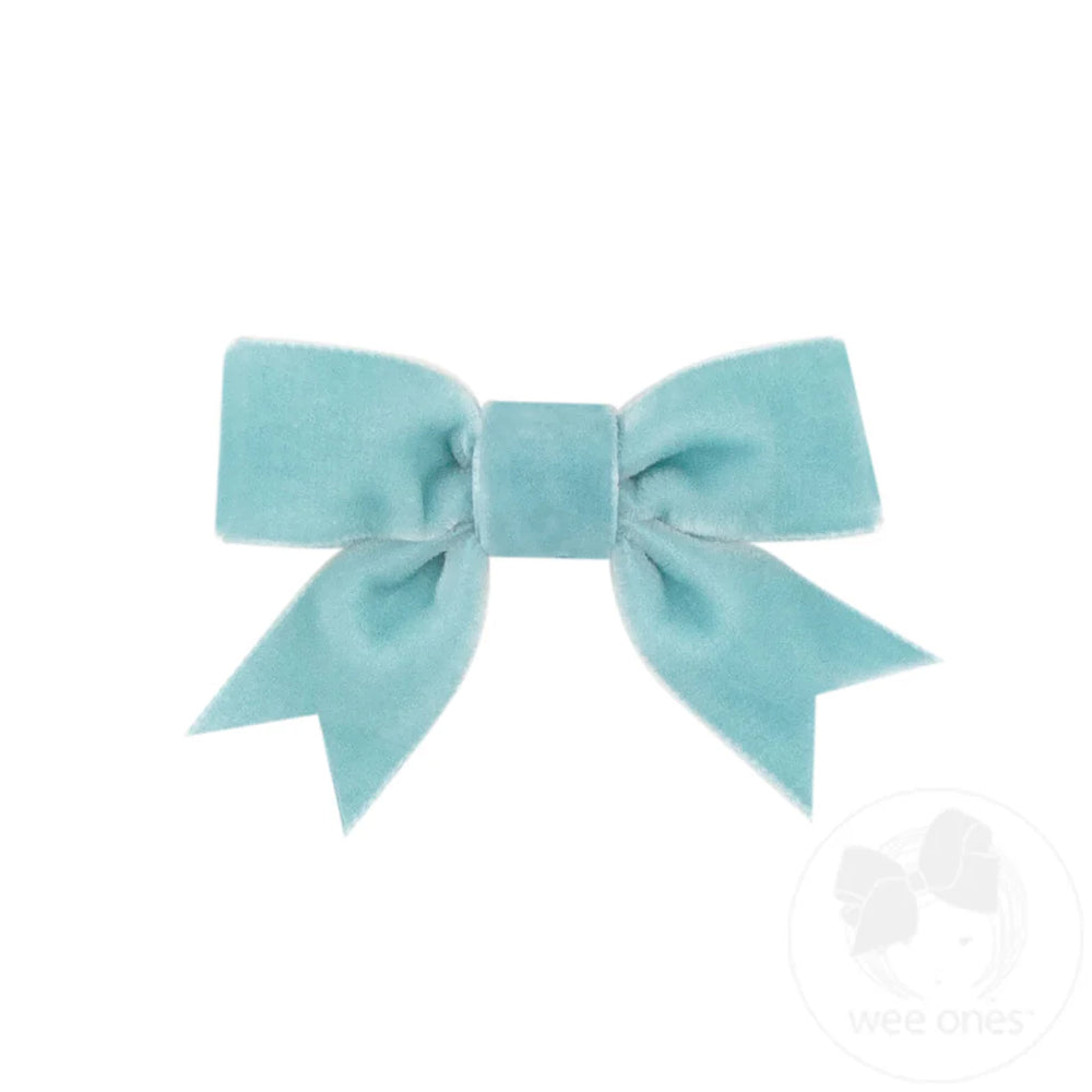 Wee Ones - Mini Velvet Two-Loop Bow with Fancy Cut Tail