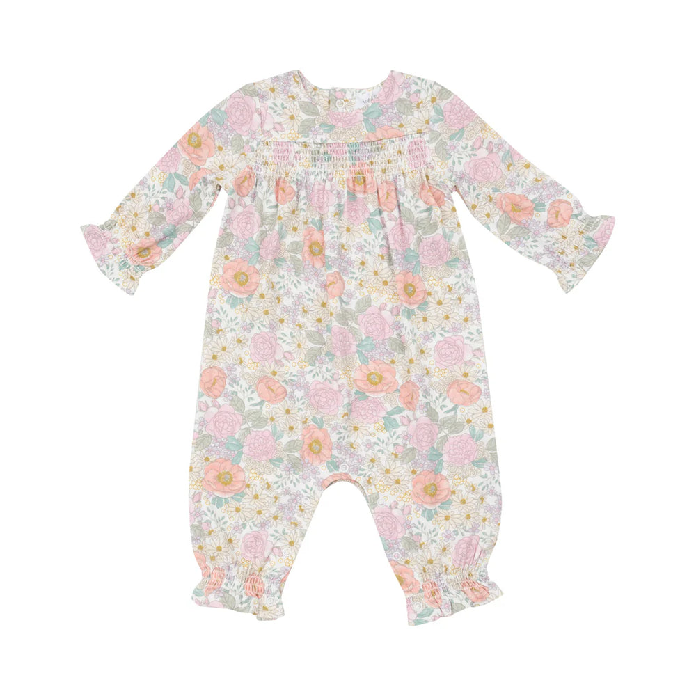 Angel Dear - Peonies and Roses - Smocked Romper