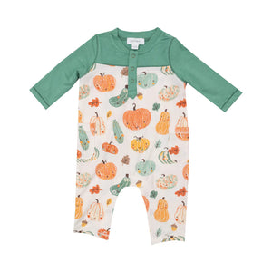 Angel Dear - Crayon Pumpkins Raglan Henley Romper