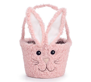 Pink Furry Bunny Basket with Ears