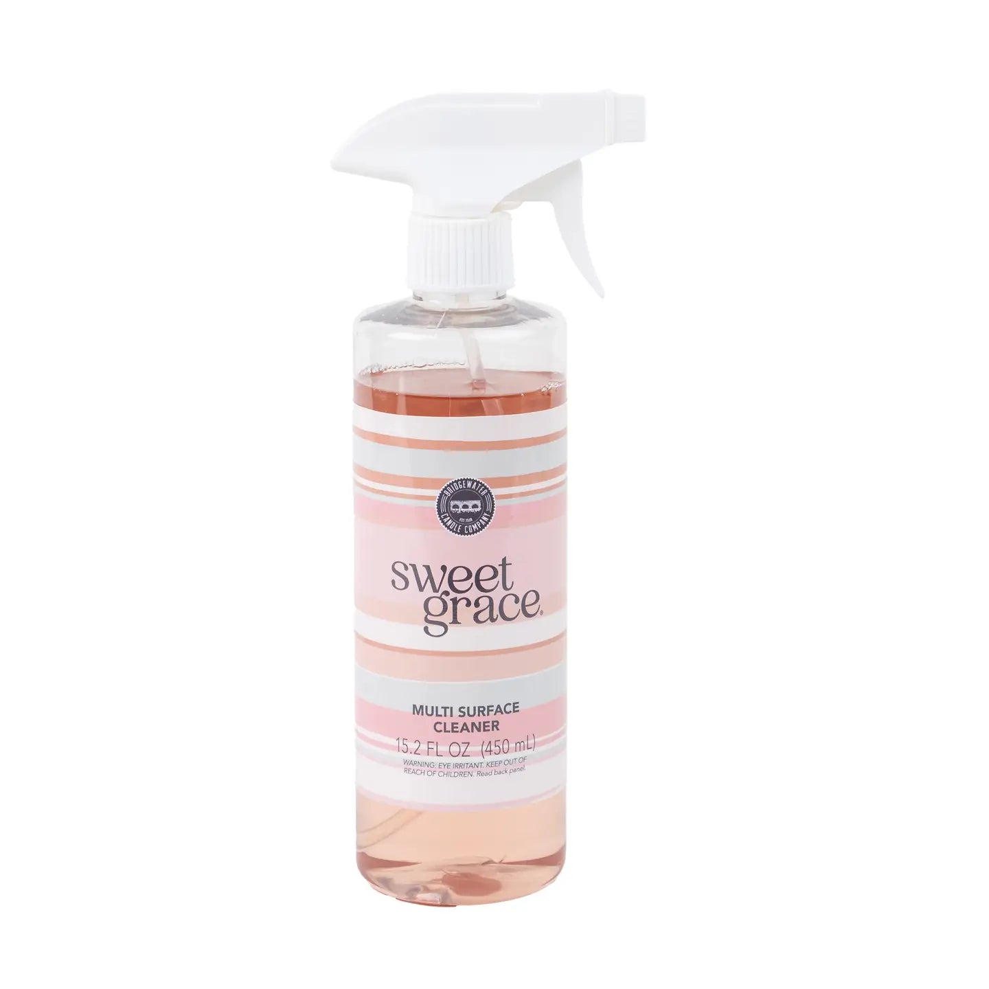 Bridgewater Candle Company Sweet Grace multisurface cleaner bottle with spray nozzle and label for cleaning and freshening surfaces.