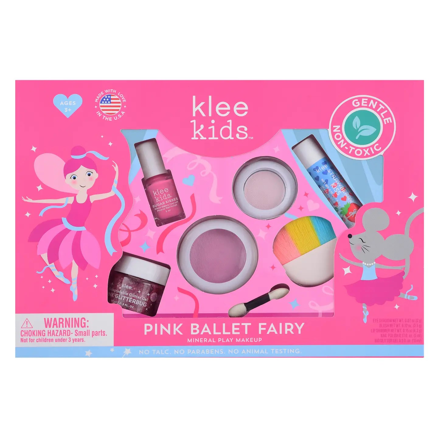 Pink Ballet Fairy Klee Kids Deluxe Play Makeup Kit with colorful makeup accessories and fairy-themed design for dress-up play