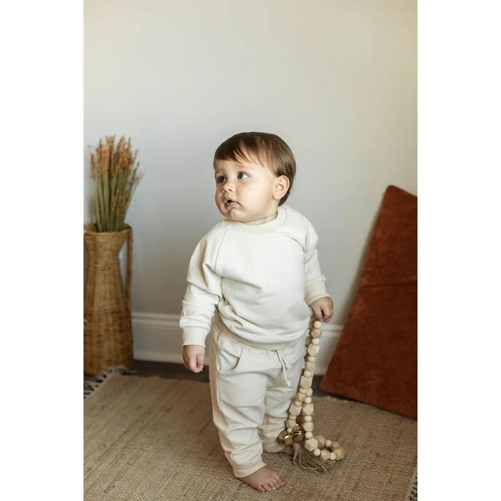 Little Organic Co - Baby Organic 2 Piece Set Sweatshirt Beige