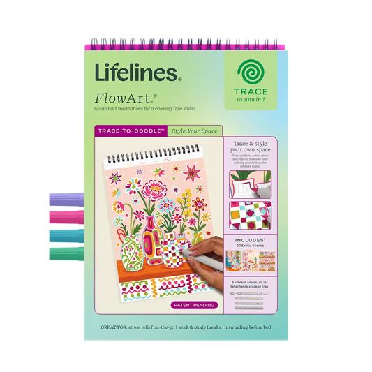 Flowart Trace To Doodle wall art by Lifelines featuring abstract, colorful doodle designs in a modern style.