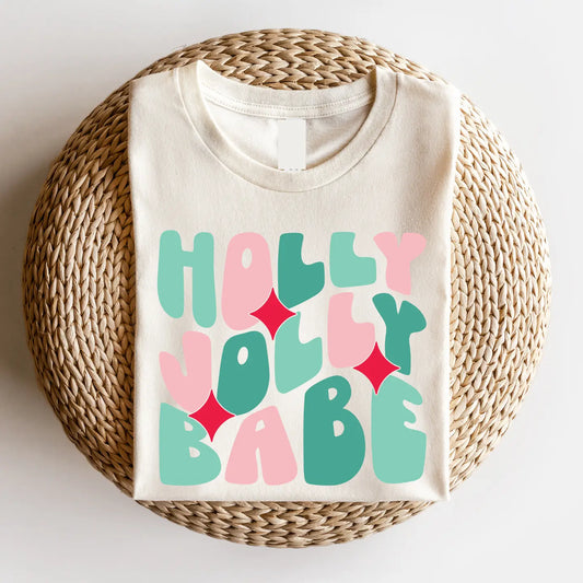 Holly Jolly Babe Christmas Graphic T-Shirt