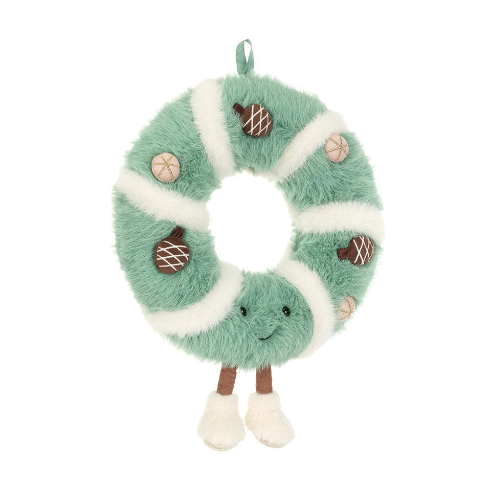 Jellycat Amuseables Pinecone Wreath with plush pinecones and greenery, perfect for seasonal decor or festive displays.