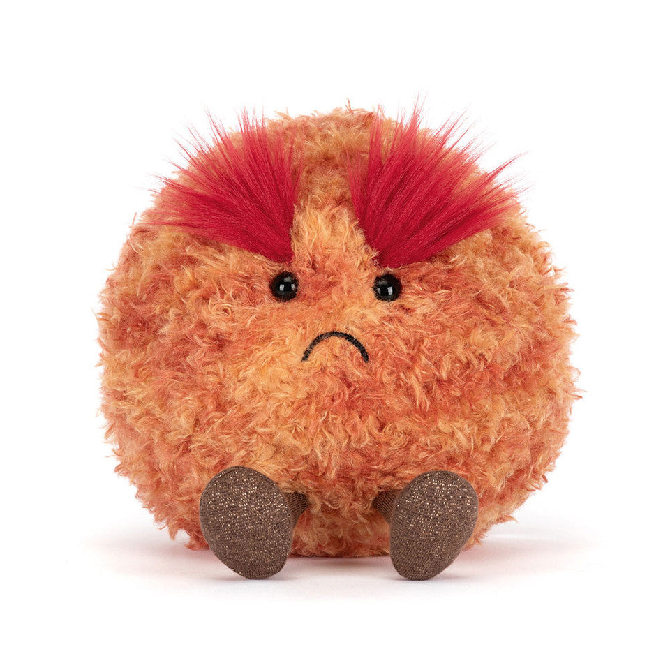Jellycat Amuseables Planet Mars plush toy featuring a soft, round, red and gray fabric design with a friendly face.