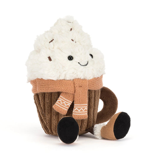 Jellycat Amuseables Scarffles Hot Chocolate plush toy with a cozy hot chocolate design and soft, cuddly fabric.
