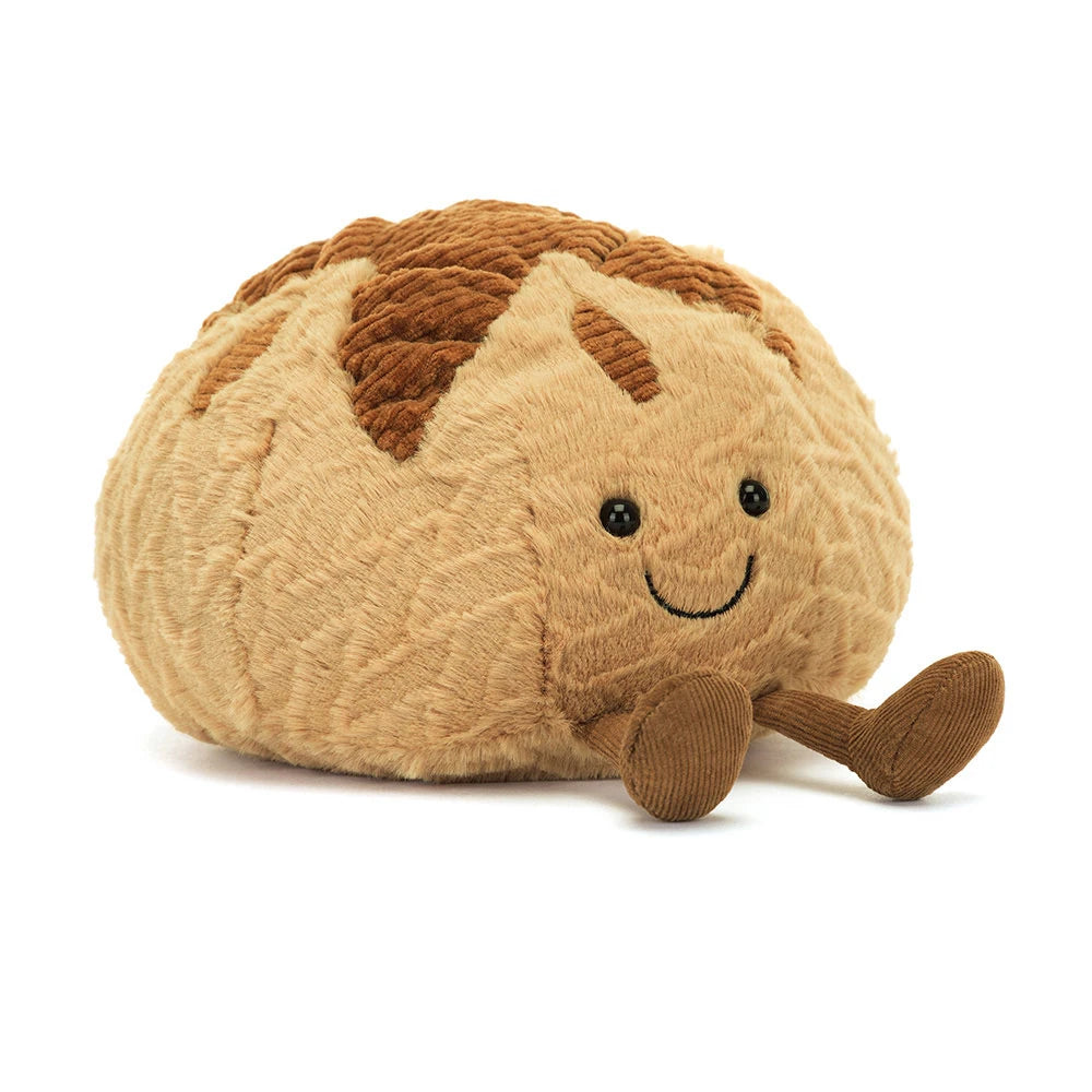 Jellycat Amuseables Sourdough plush toy with soft, textured fabric, designed to resemble a realistic sourdough loaf.