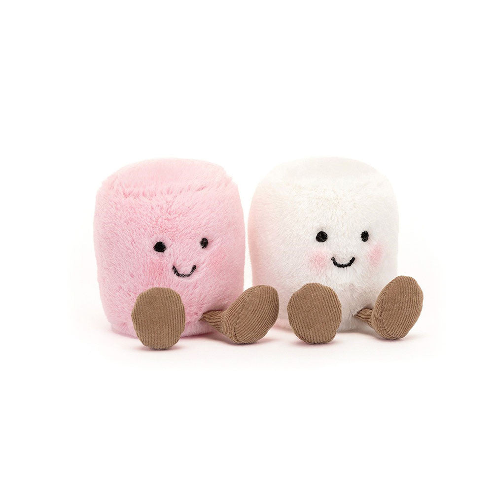 Jellycat Amuseables pink and white marshmallow plush toy with soft, fluffy texture and adorable design.