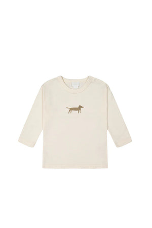 Jamie Kay - Pima Cotton Arnold Long Sleeve Top - Cloud - Basil