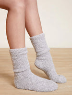 Barefoot Dreams - CozyChic Youth Socks Heathered Ocean/White