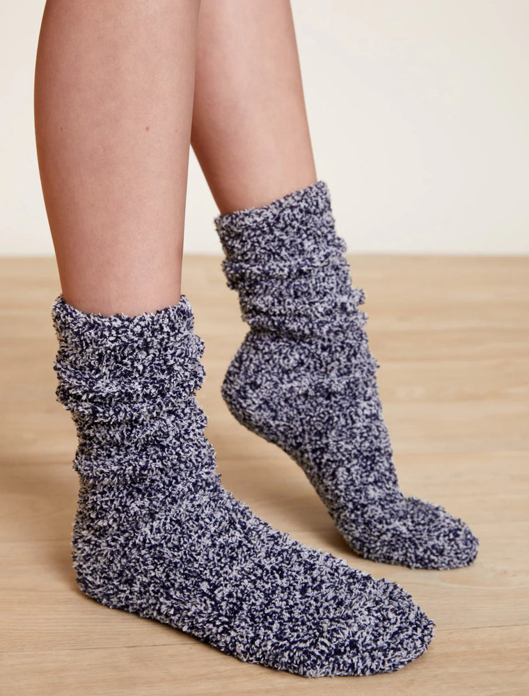 Barefoot Dreams - CozyChic Youth Socks Heathered Indigo / White