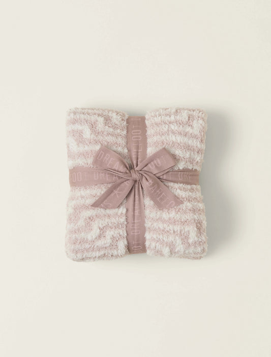 Barefoot Dreams - CozyChic Geo Stripe Stroller Blanket Antique Rose
