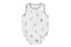 Petite Revery - Ice Cream Summer Sleeveless Button Down Onesie