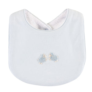 Baby Club Chic - Blue Bib with Lamb Embroidery