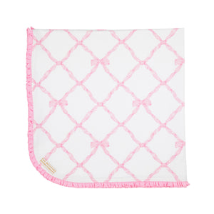 The Beaufort Bonnet Company - Baby Buggy Blanket - Belle Meade Bow with Pier Party Pink