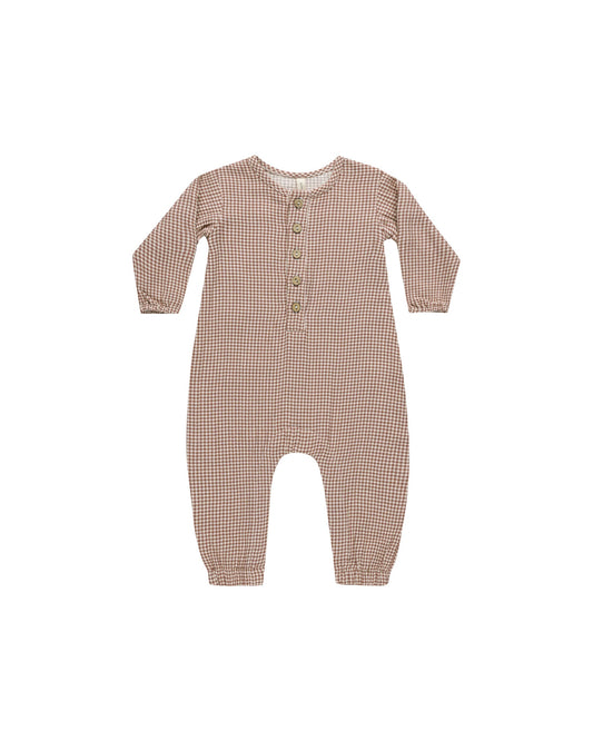 Quincy Mae - Plum Gingham Woven Jumpsuit