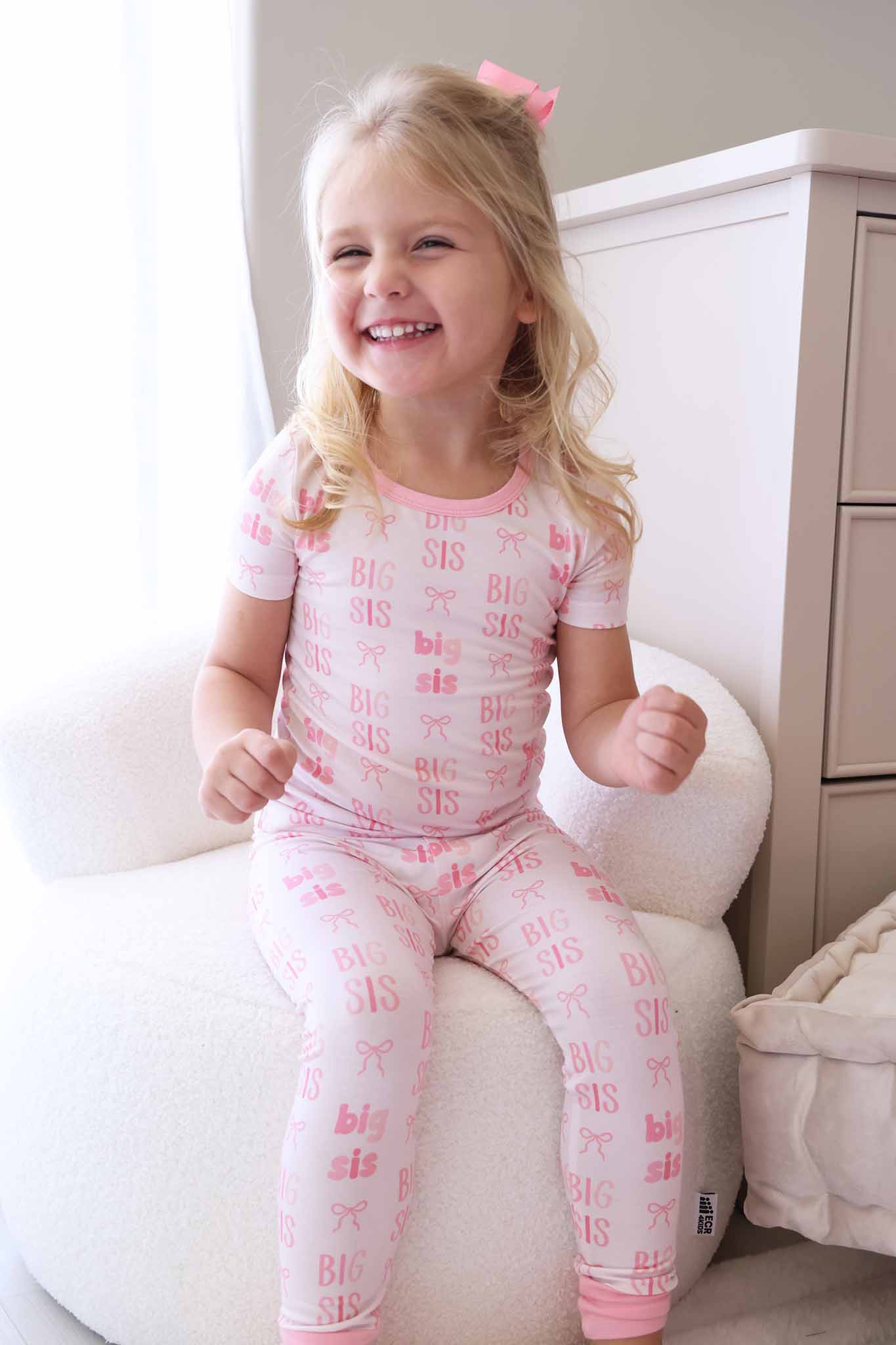 Caden Lane Big Sis two-piece pajama set featuring soft, cozy fabric and a cute design perfect for comfortable sleepwear.
