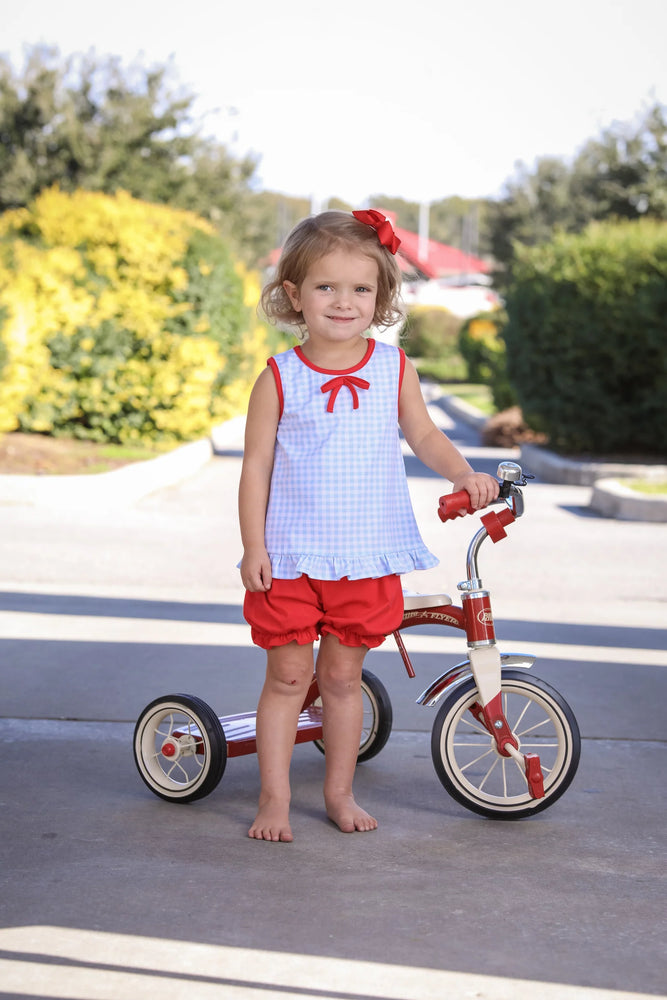 Jellybean - Blue Gingham/Red Bow Bloomer Set