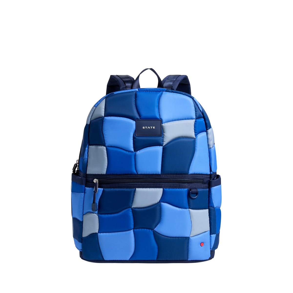 State Bags - Blue Puffer Check Kane Double Pocket Large Backpack