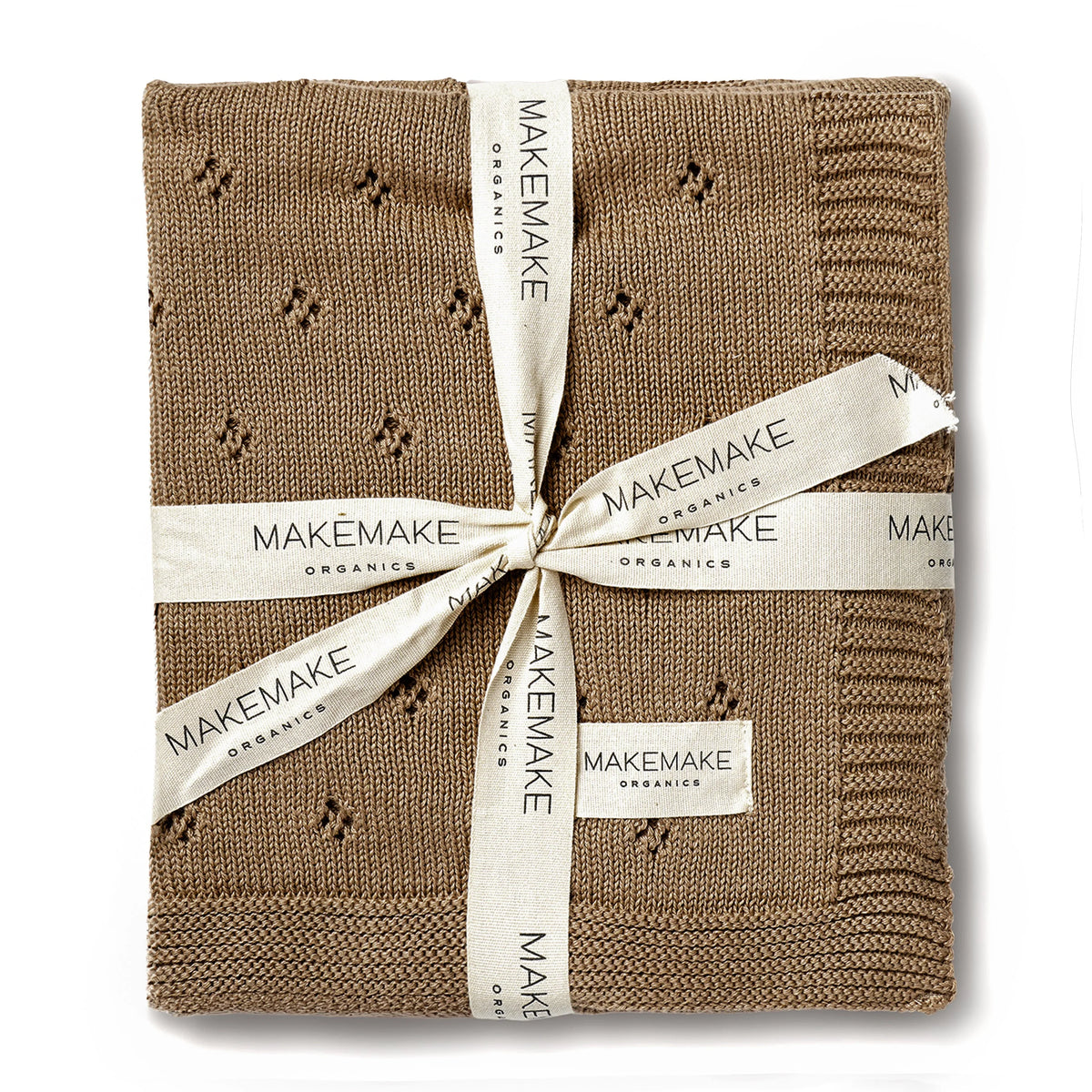 Brown Organic Cotton Pointelle Baby Knit Blanket