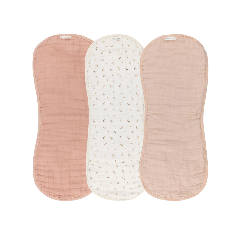 Ely's & Co - Muslin Burp Cloth 3 Pack - Floral Pink