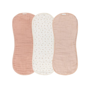 Ely's & Co - Muslin Burp Cloth 3 Pack - Floral Pink