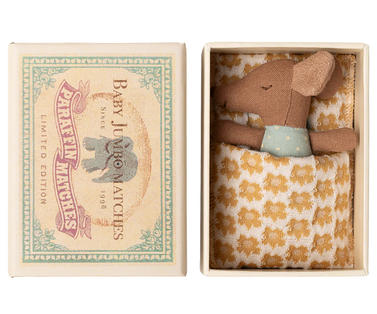 Sleepy wakey baby mouse in matchbox -  Blue