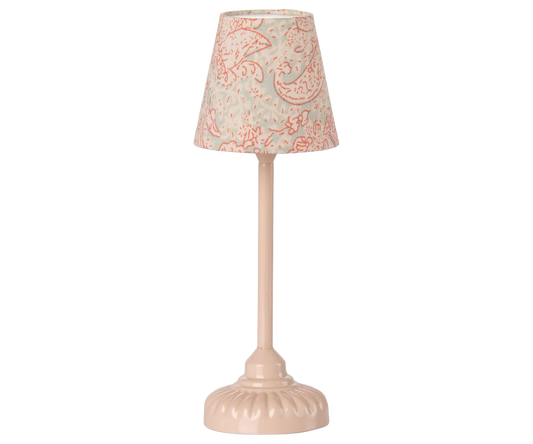 Maileg vintage Mouse floor lamp in powder color, stylish antique-inspired lighting with detailed design and soft fabric shade.