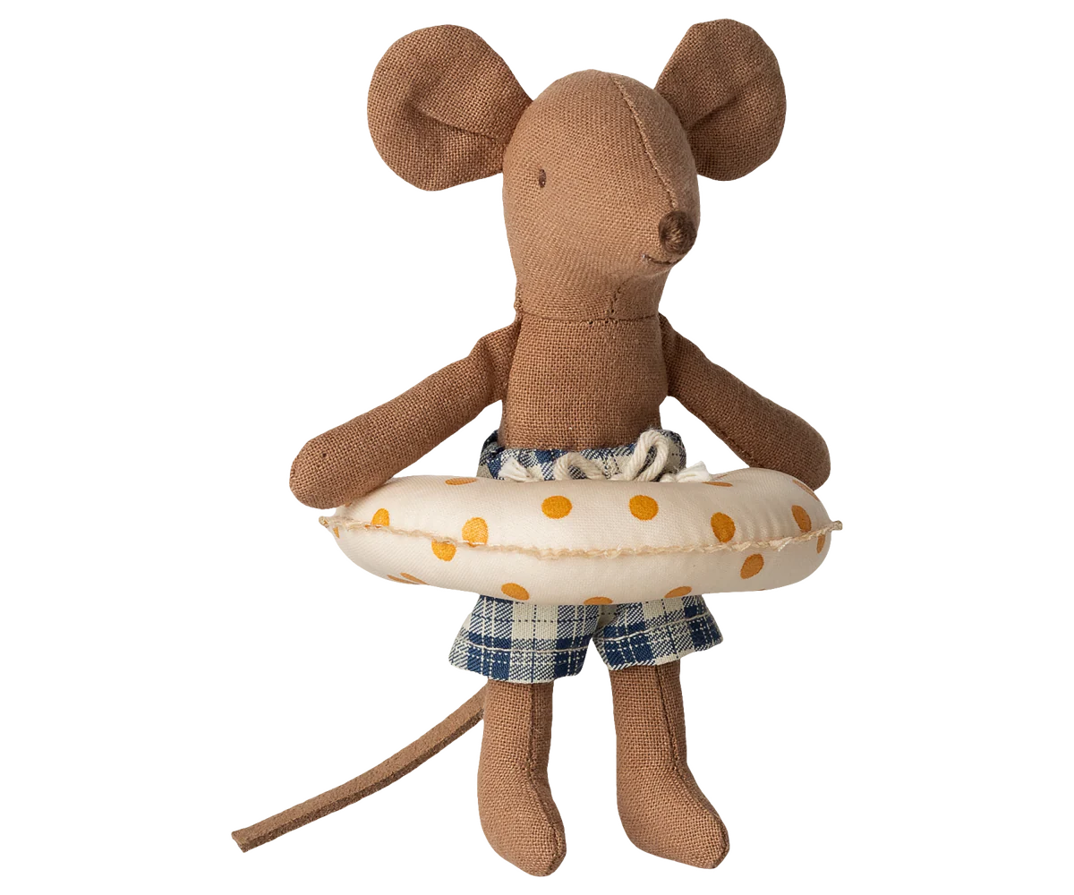 Beach mouse with float, Little brother -  Yellow dots
