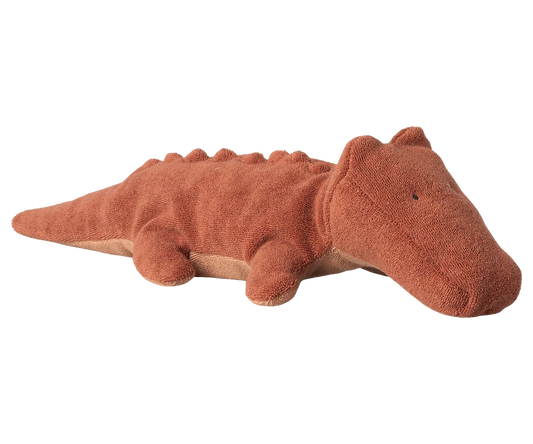 Small vintage rose Maileg Safari Friends crocodile toy with detailed features and charming design for children.