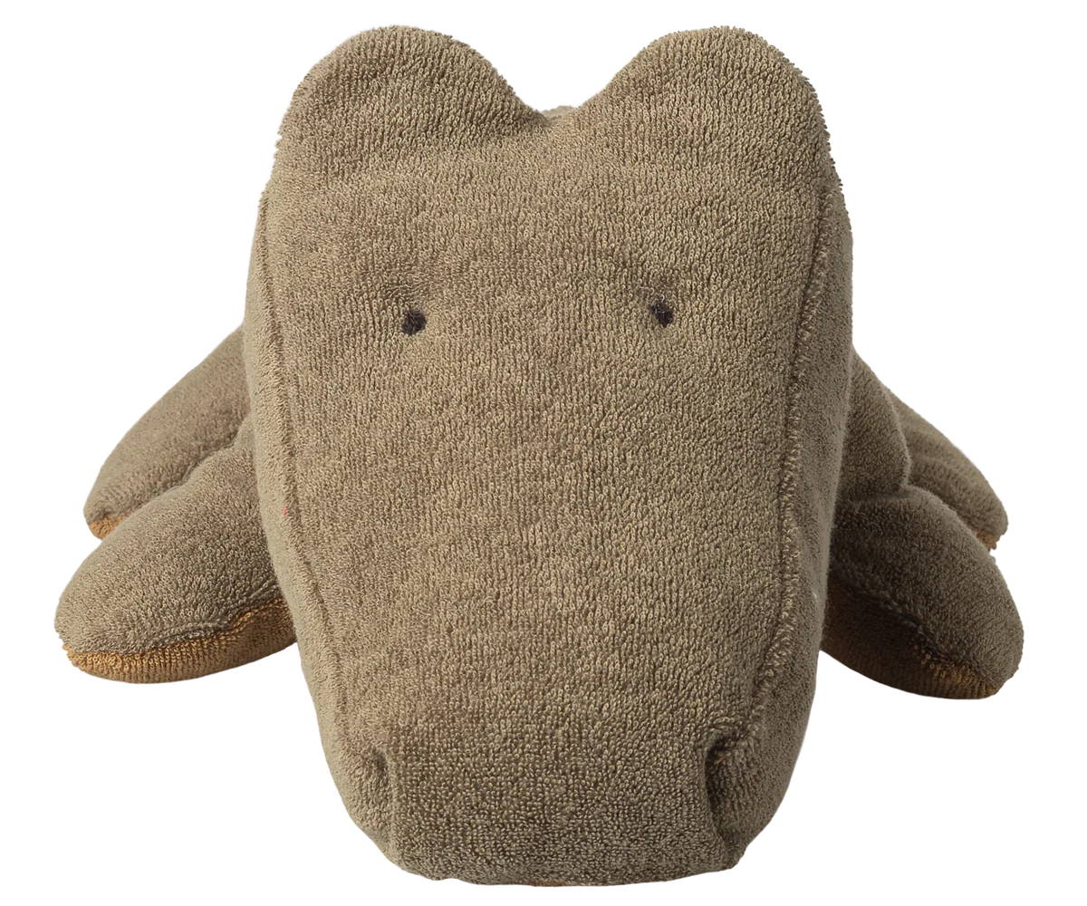 Maileg Medium Safari Friends Crocodile in Olive Green, soft plush toy with detailed features for children.