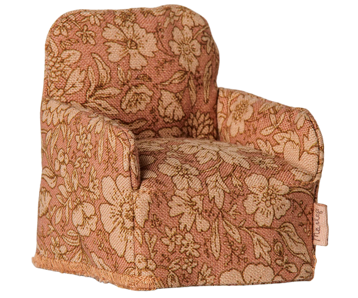 Maileg Mouse Flower folding chair in colorful floral design folded for storage