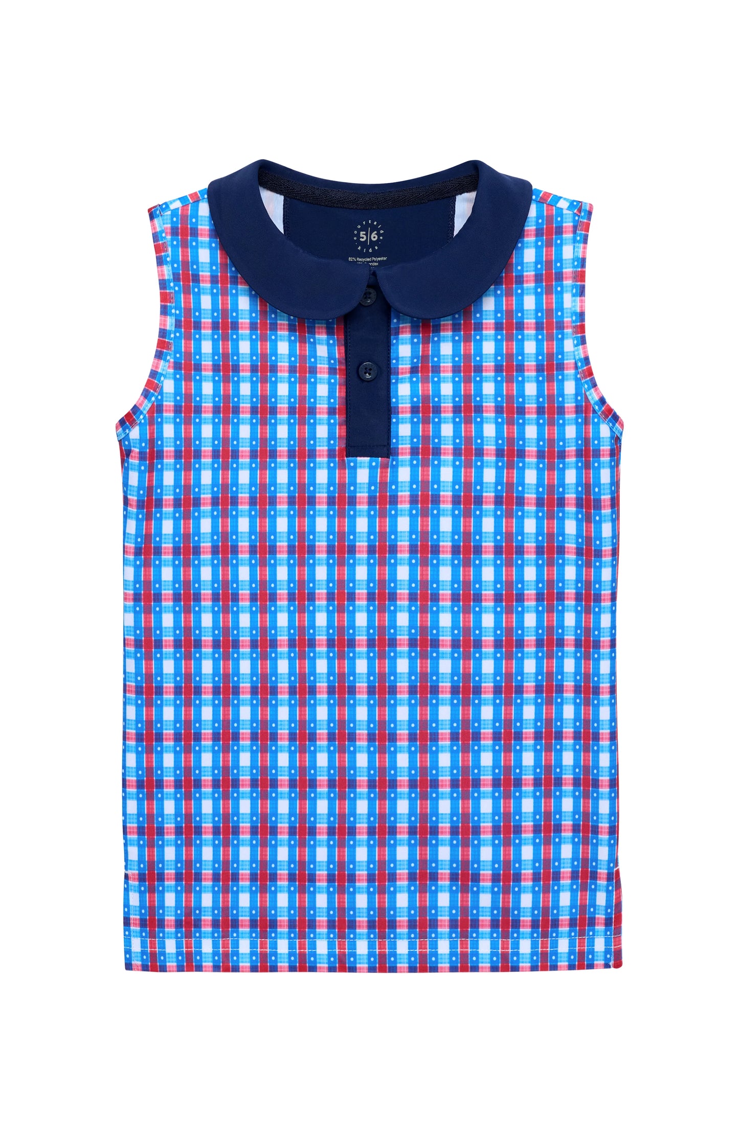 Red, white, and gingham girl’s tank top by Courtside Kids with a sleeveless, casual design perfect for summer wear.