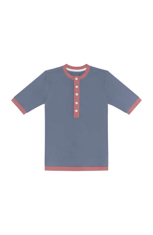 Slate & Dusty Pink Henley Shirt