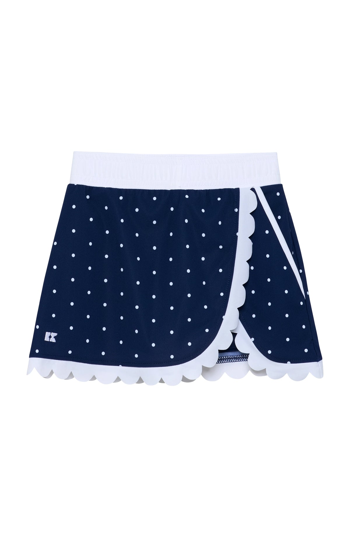 Navy & White Polka Dot Scalloped Skort