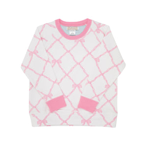 The Beaufort Bonnet Company - Cassidy Comfy Crewneck Belle Meade Bow with Hamptons Hot Pink