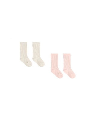 Quincy Mae - Ivory/Bubblegum Sock Set