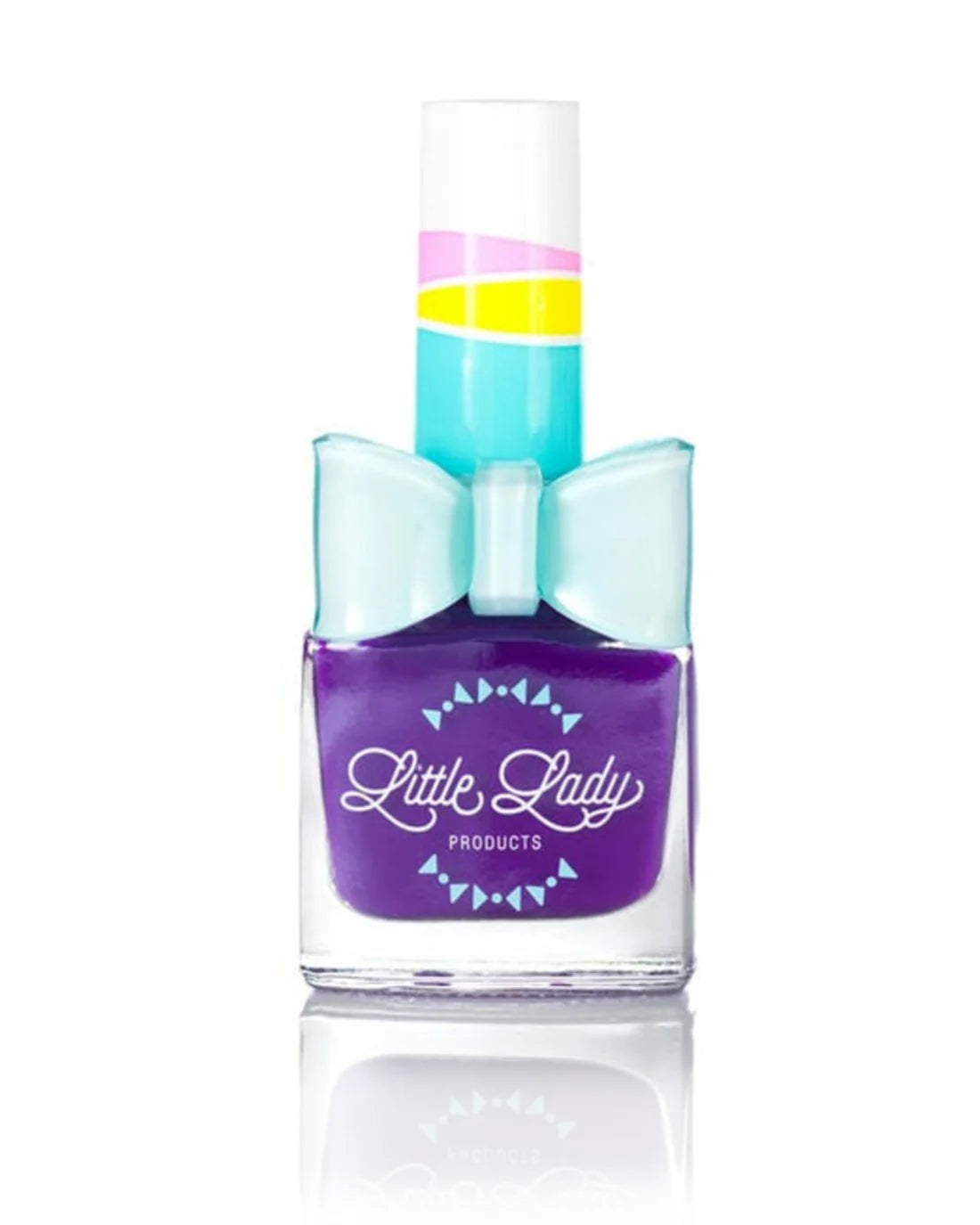 Kid-safe scented nail polish by Little Lady, featuring colorful bottles and playful packaging for children.