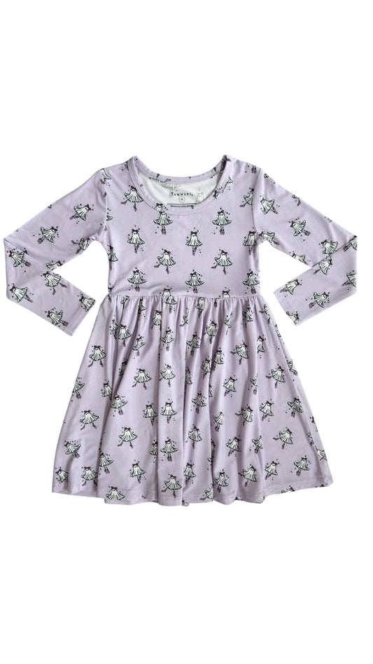 Ballerina Ghost Long Sleeve Twirl Dress